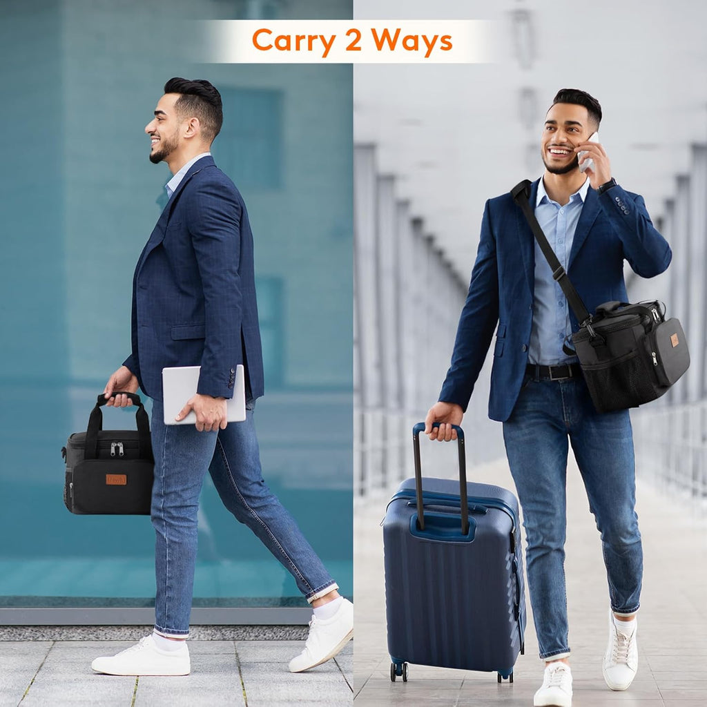 Lunch Bag 9L 12 Can Insulated Lunch Box Soft Cooler Cooling Tote for Adult Men Women, Black