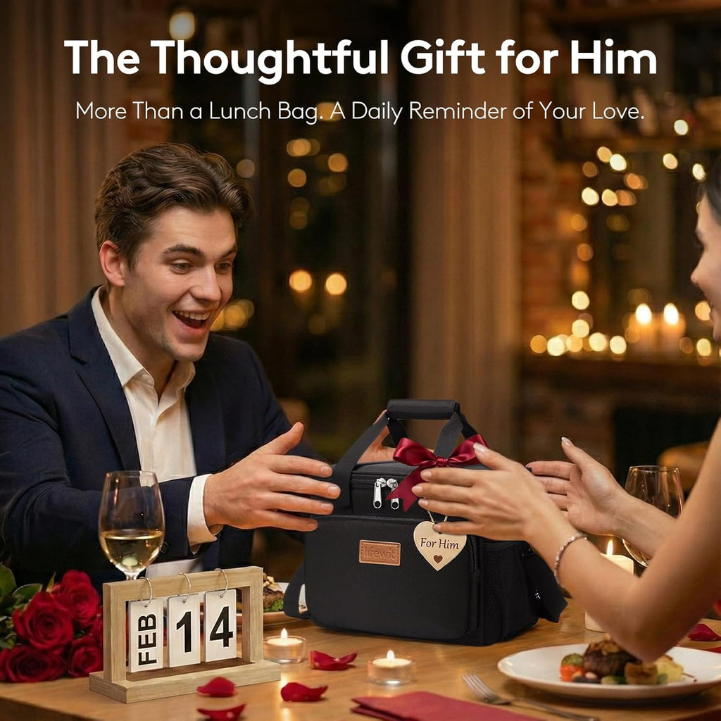 Lunch Bag 9L 12 Can Insulated Lunch Box Soft Cooler Cooling Tote for Adult Men Women, Black