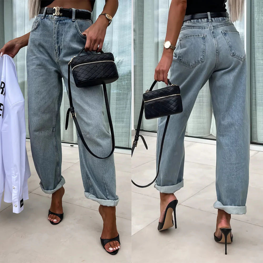 Street Hipster Casual Loose Women'S Jeans